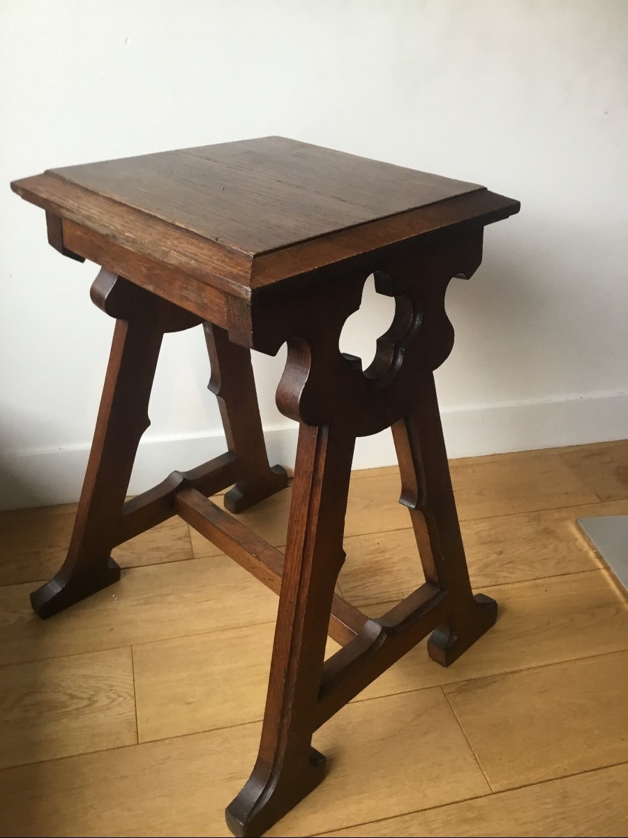 English Revival Oak Bench, Victorian Era -photo-4