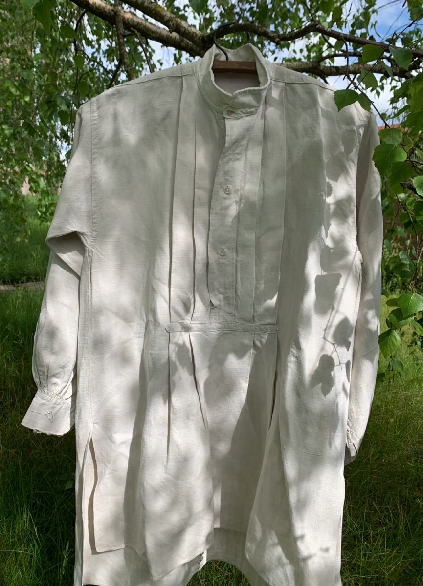 Vintage Linen Work Shirt, French Hemp-photo-3