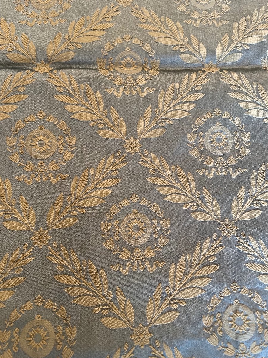 The Pair Of Antique Blue And Gold Silk Curtains -photo-3