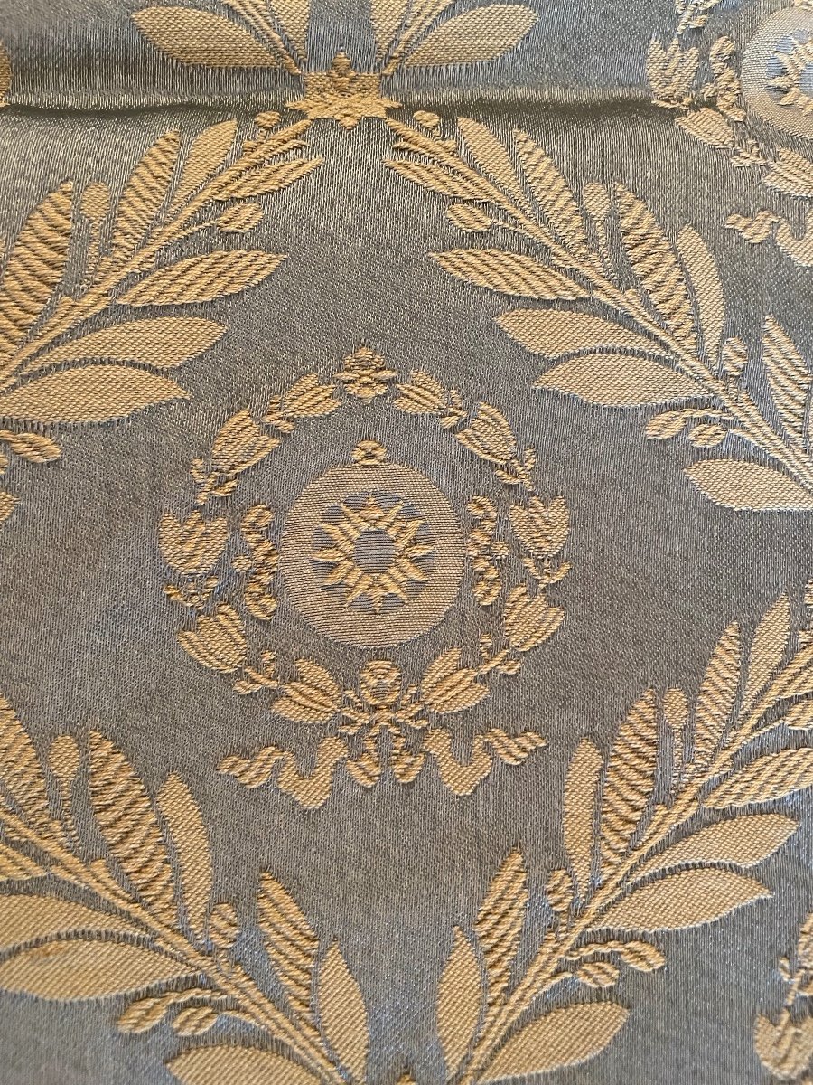 The Pair Of Antique Blue And Gold Silk Curtains -photo-4