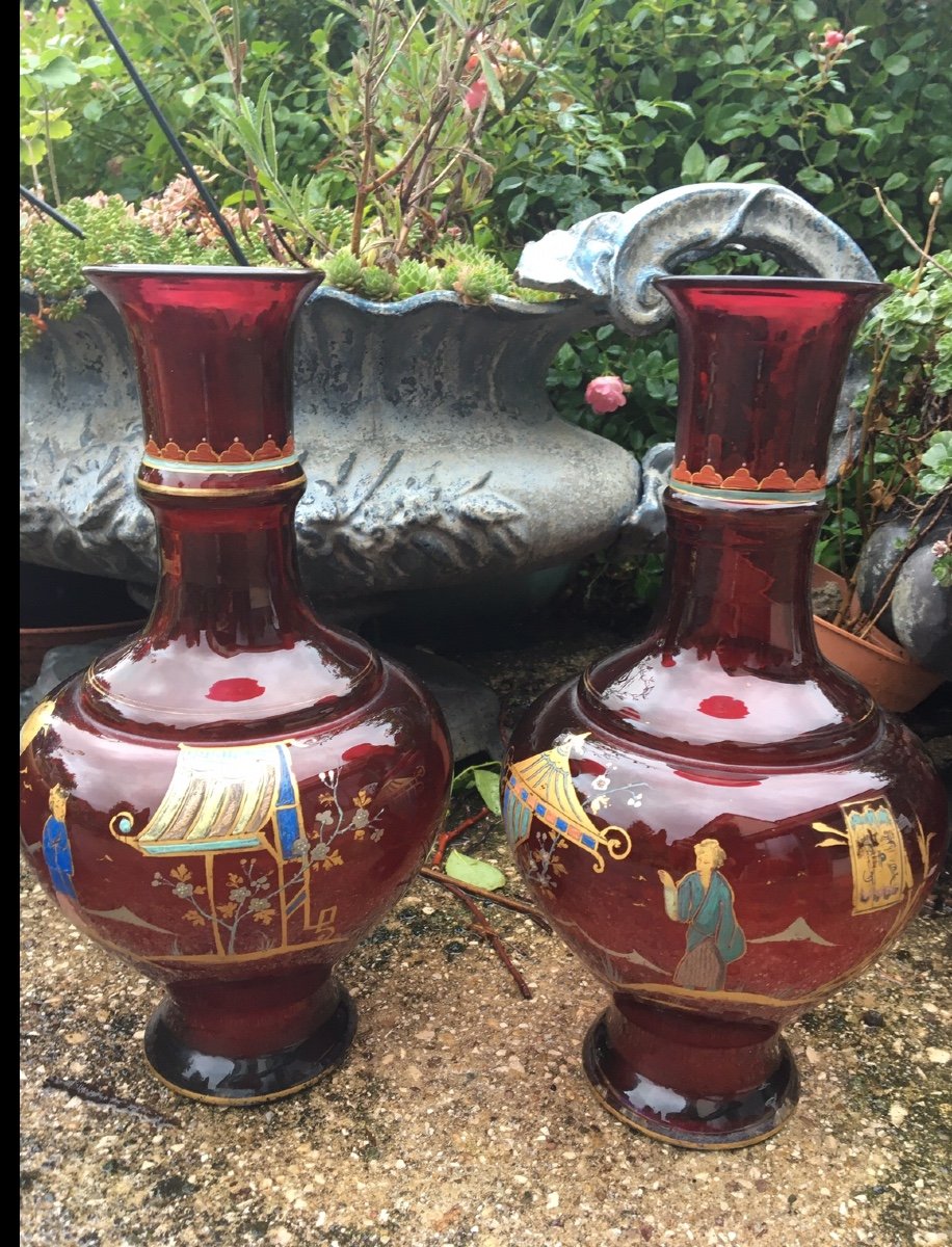 Pair Of Chinoiserie Decor Vases -photo-2