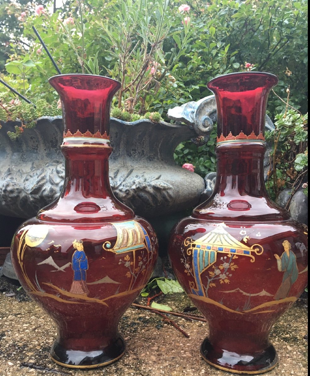 Pair Of Chinoiserie Decor Vases -photo-3