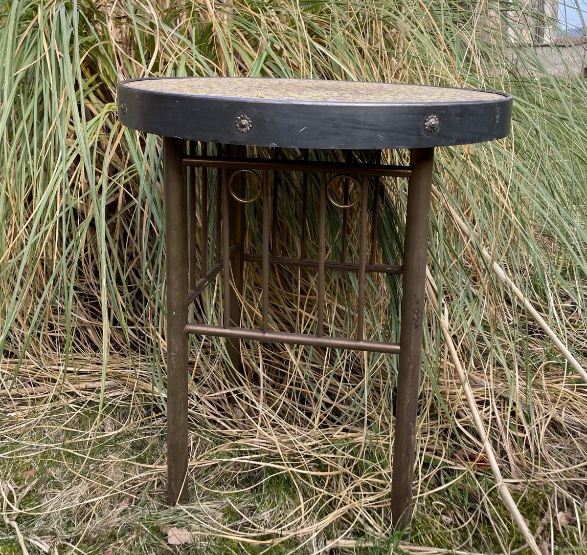 Arts And Craft Brass Pedestal Table -photo-2