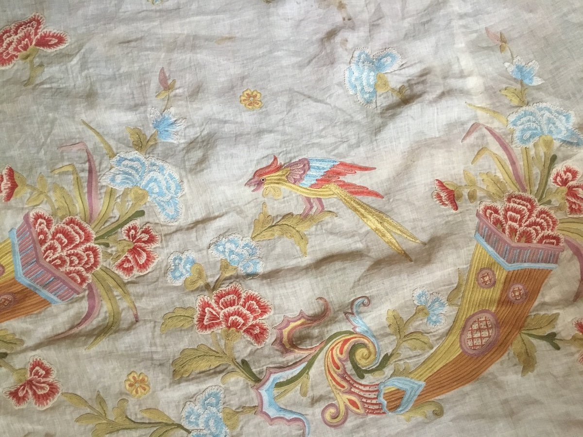 Parrot Embroidered Fabric Sample -photo-1