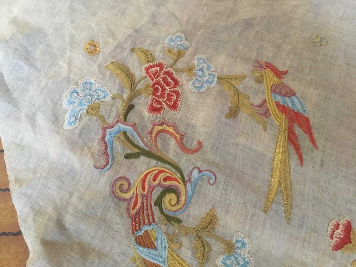 Parrot Embroidered Fabric Sample -photo-4