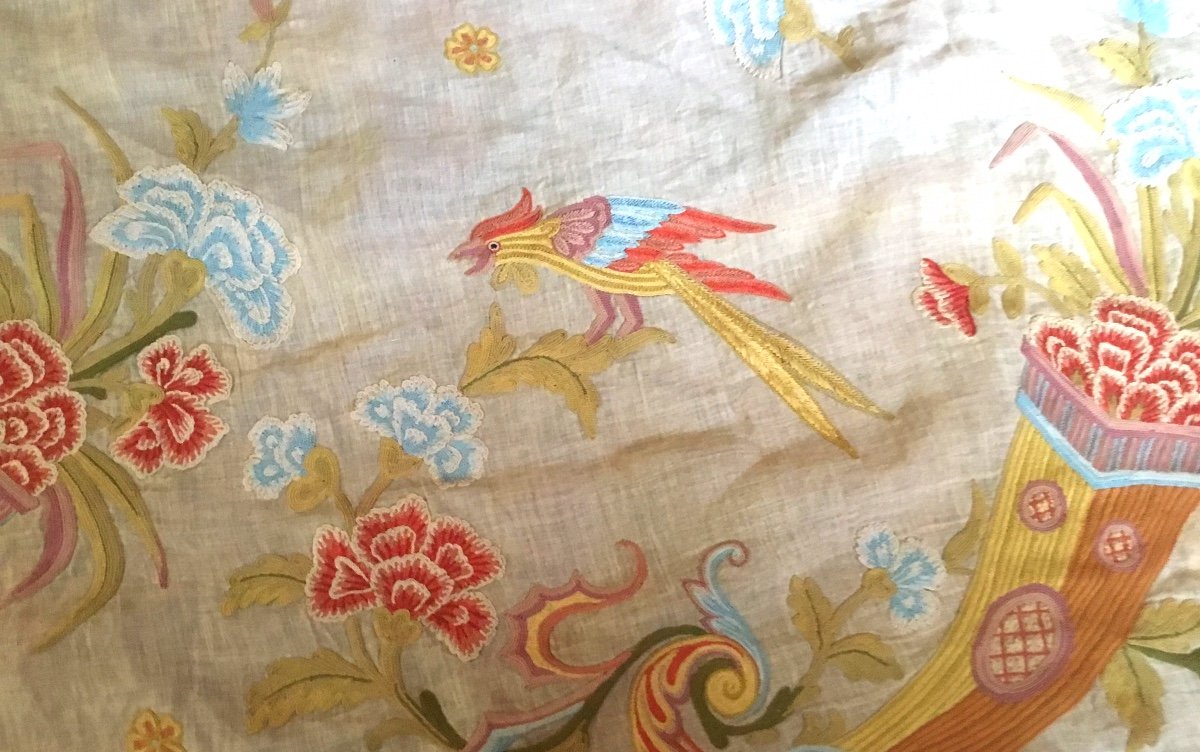 Parrot Embroidered Fabric Sample 