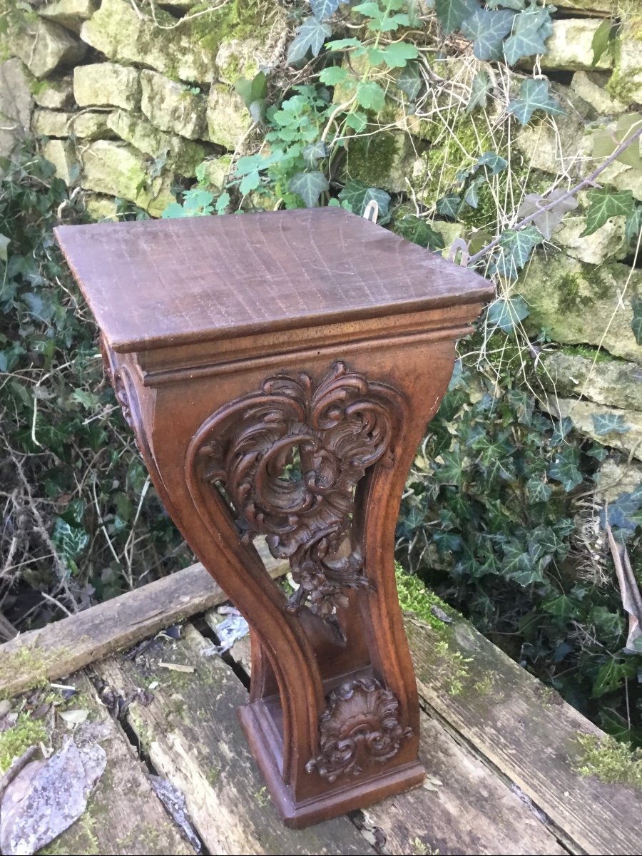 Console D’applique En Bois Naturel Sculpté -photo-3