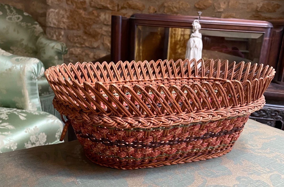 Folk Art Woven And Dyed Basket -photo-3