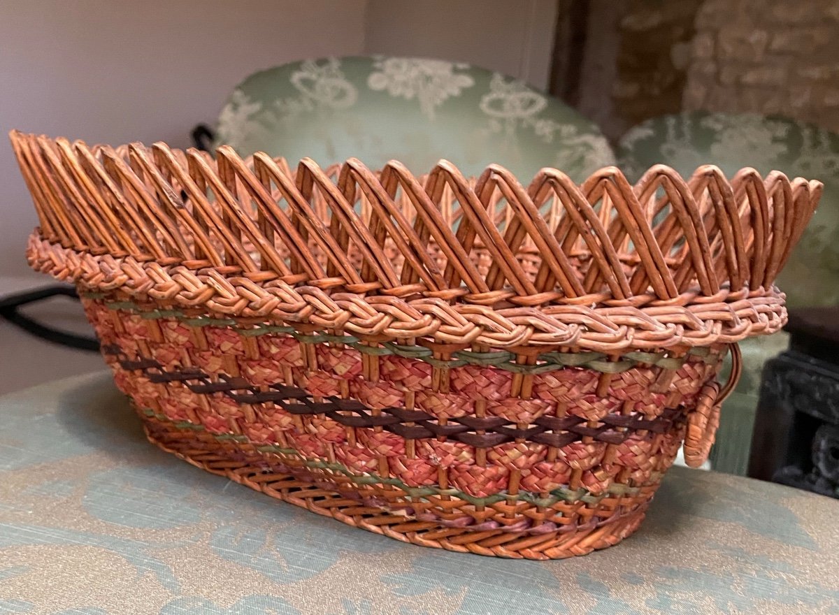 Folk Art Woven And Dyed Basket -photo-4