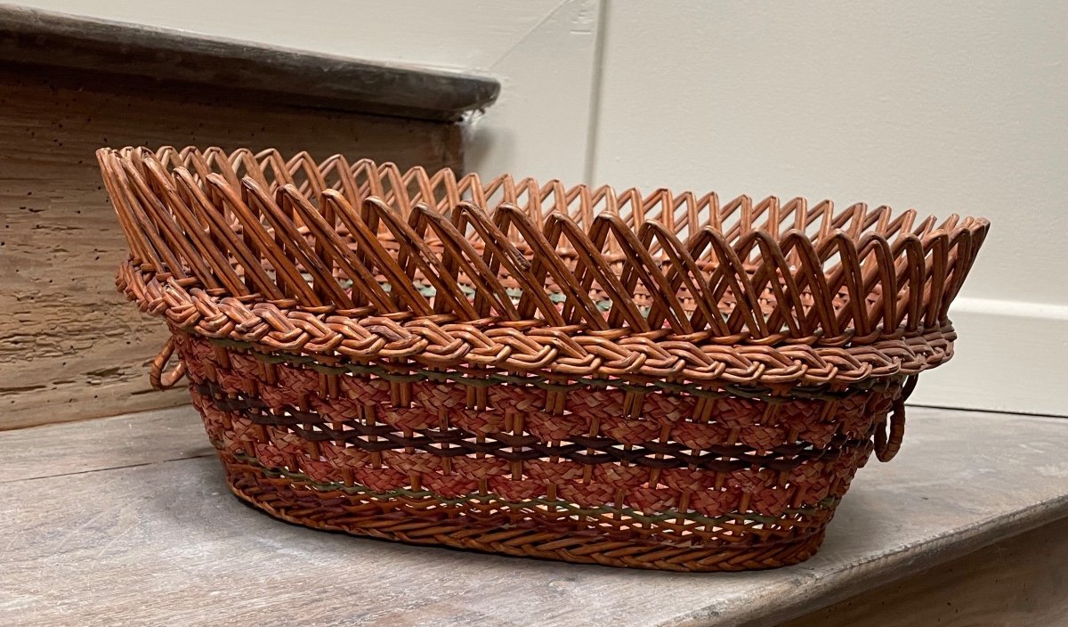 Folk Art Woven And Dyed Basket -photo-2