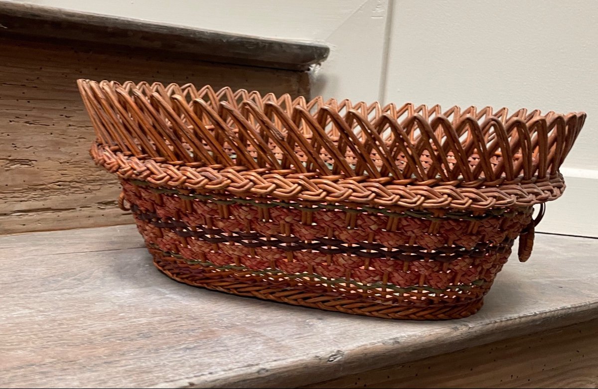 Folk Art Woven And Dyed Basket -photo-3