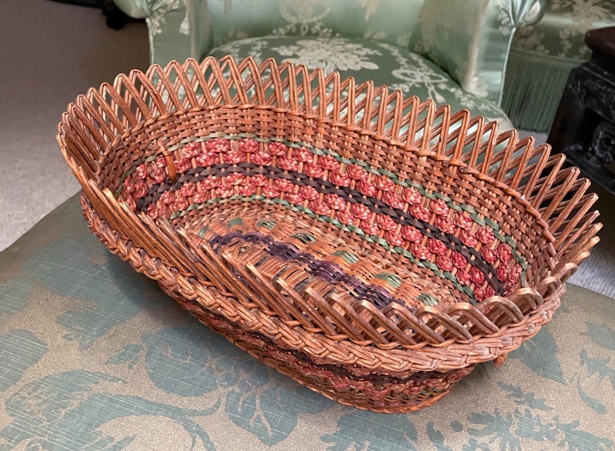 Folk Art Woven And Dyed Basket -photo-5