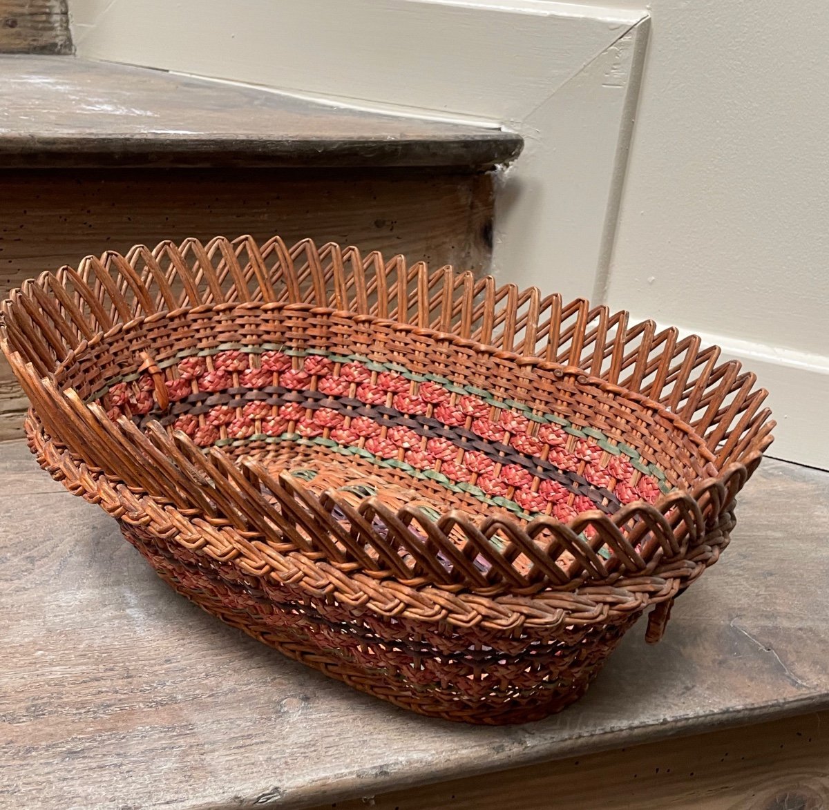 Folk Art Woven And Dyed Basket -photo-6