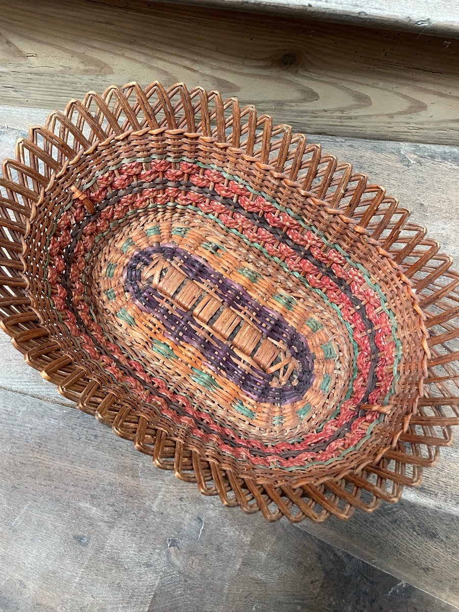 Folk Art Woven And Dyed Basket -photo-8