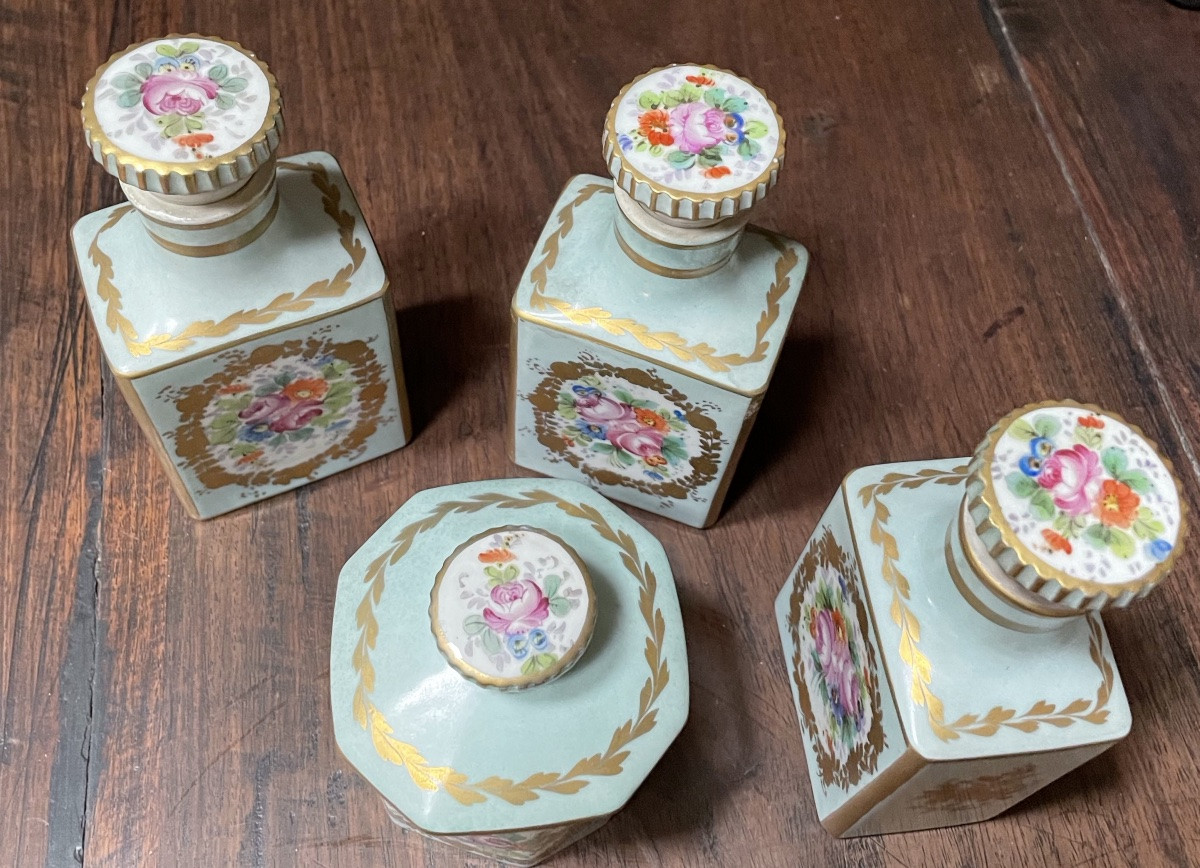 Porcelain Toilet Service And Matching Painted Tin Tray -photo-5