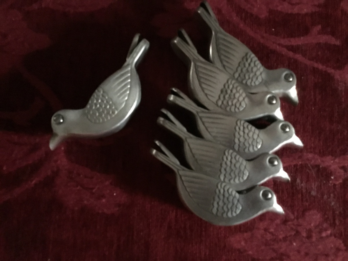 Set Of 6 Silver Metal Citrus Presses From The 50s-photo-1