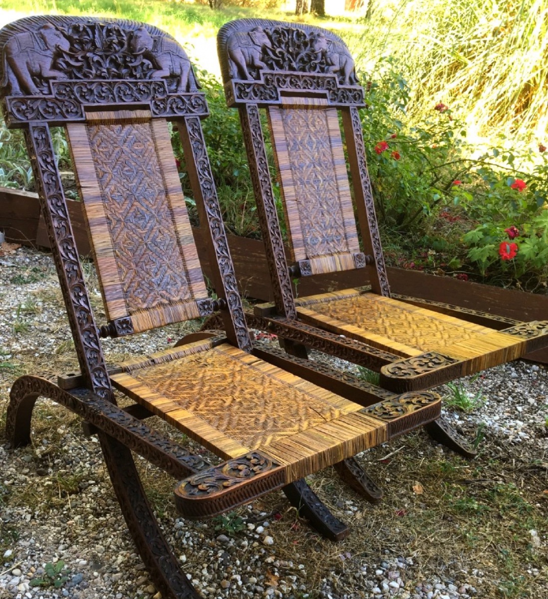 Paire De Fauteuils Planteur Esprit Colonial , Vers 1900-photo-2