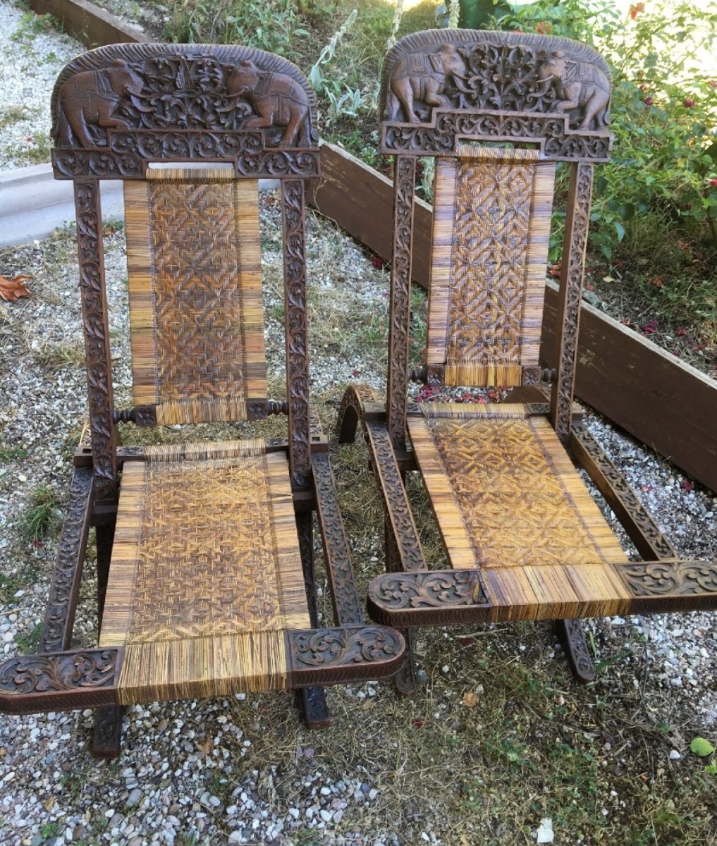 Paire De Fauteuils Planteur Esprit Colonial , Vers 1900-photo-3