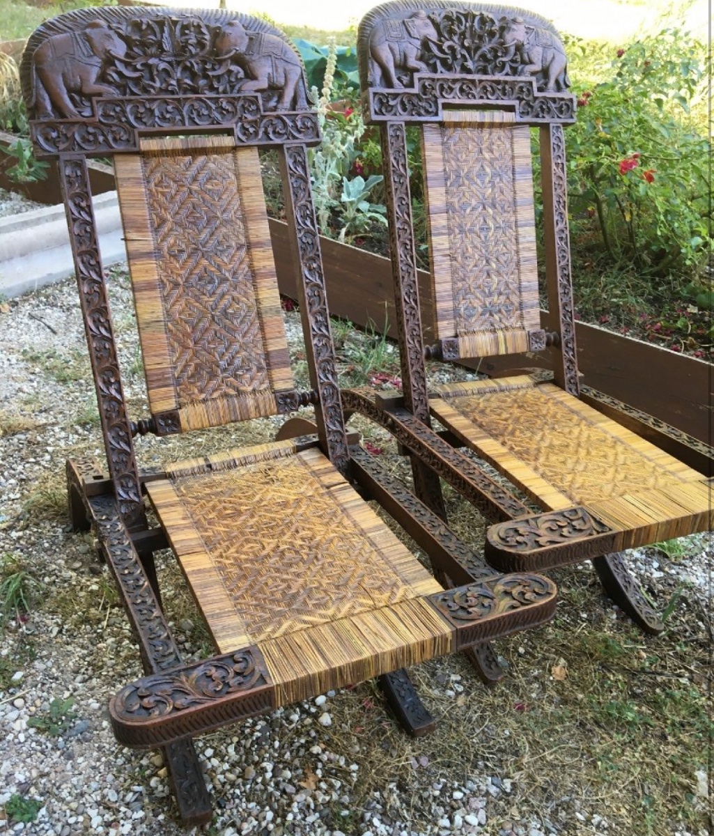 Paire De Fauteuils Planteur Esprit Colonial , Vers 1900-photo-4