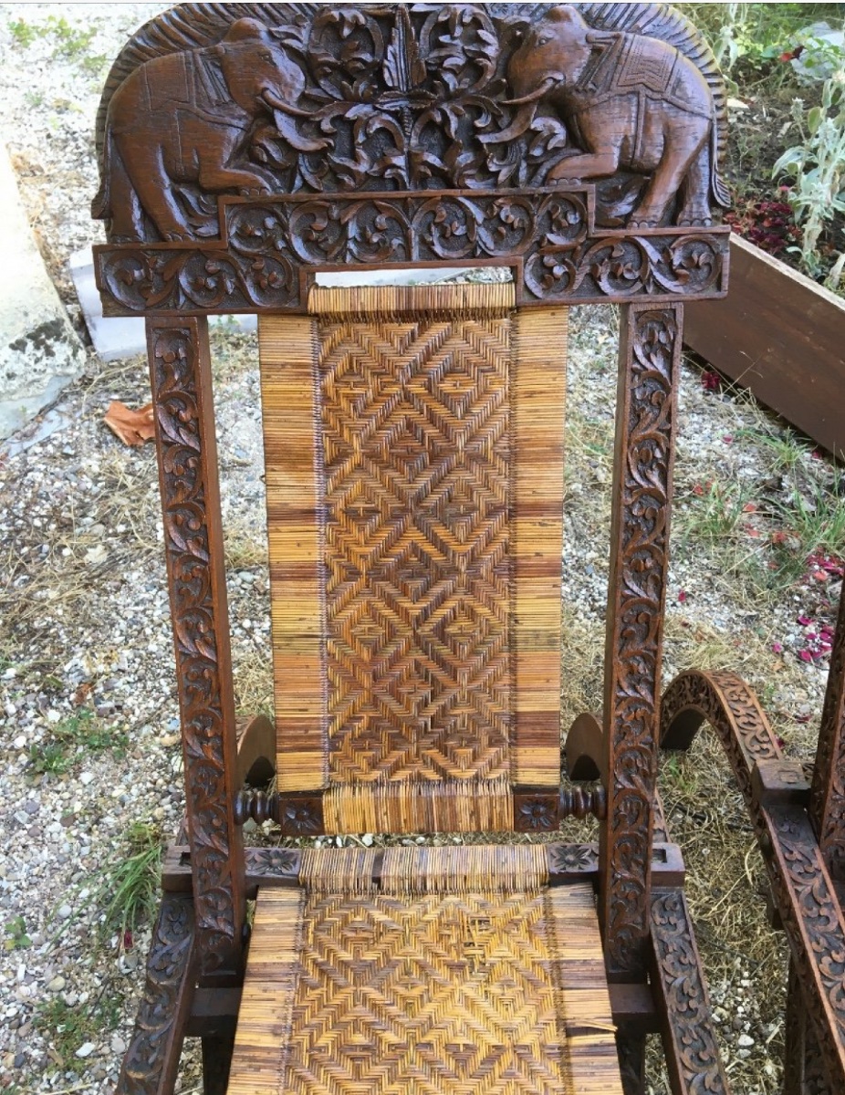 Paire De Fauteuils Planteur Esprit Colonial , Vers 1900-photo-1