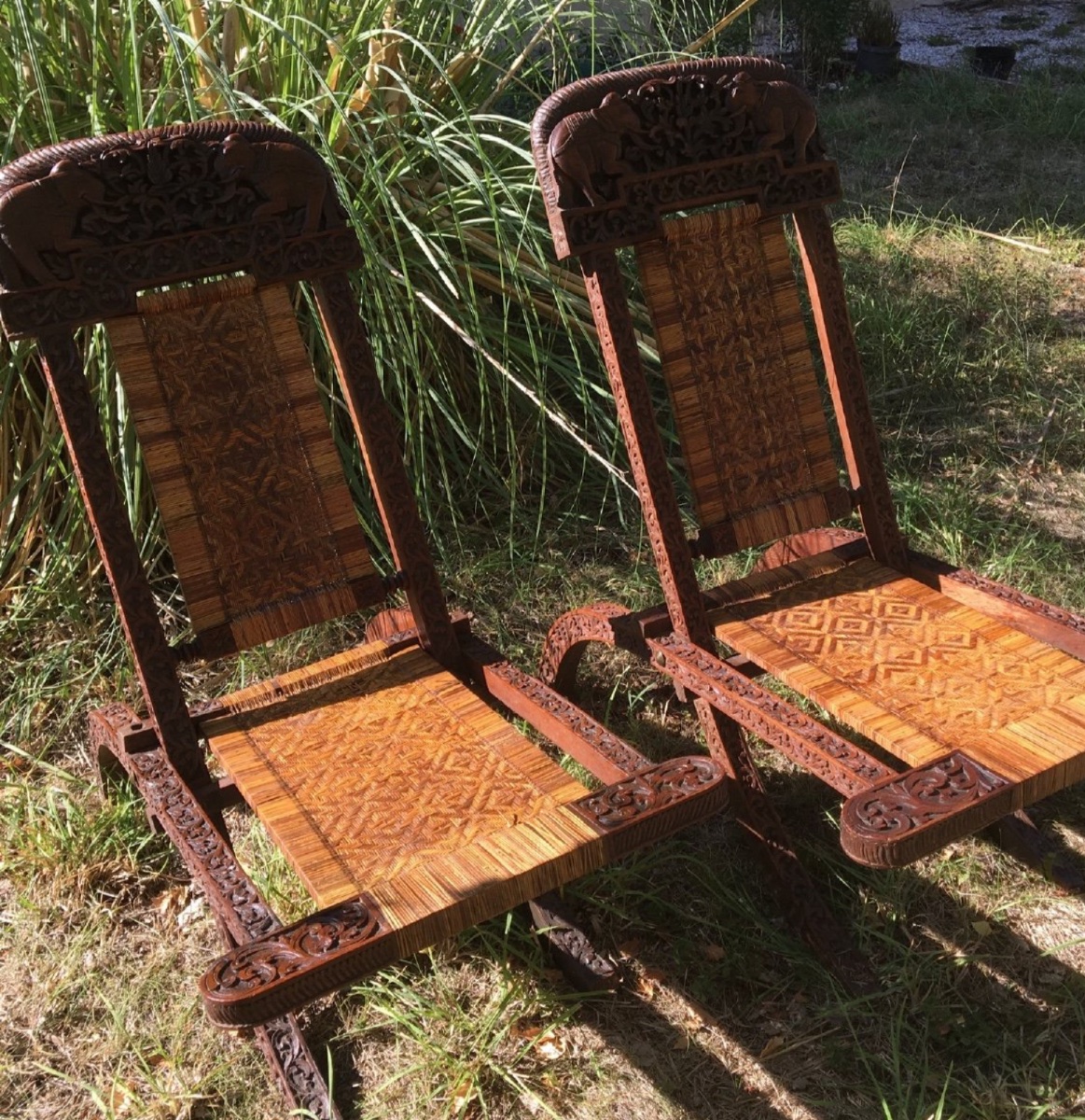 Paire De Fauteuils Planteur Esprit Colonial , Vers 1900-photo-5