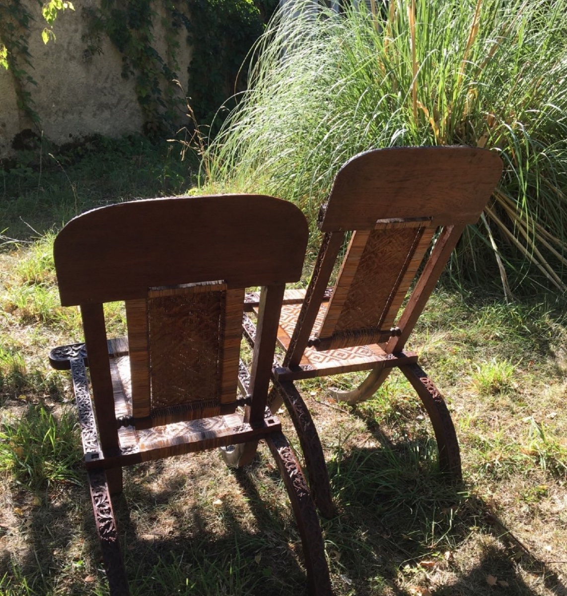 Paire De Fauteuils Planteur Esprit Colonial , Vers 1900-photo-7