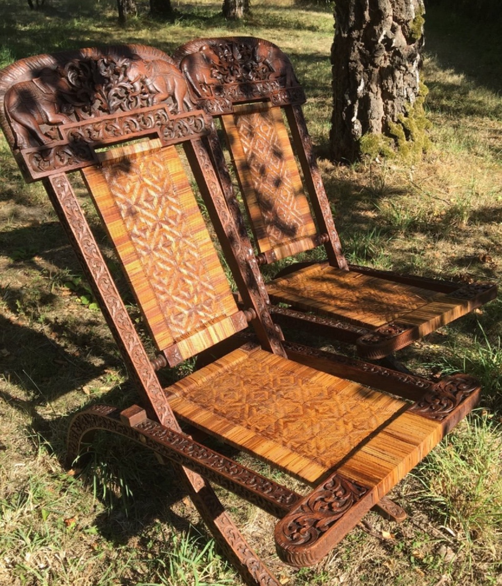 Paire De Fauteuils Planteur Esprit Colonial , Vers 1900