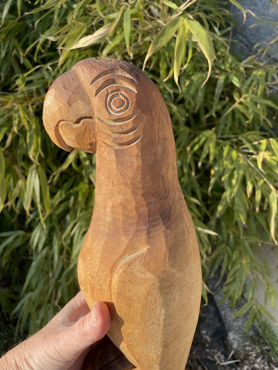 Parrot Folk Art In Direct Carving -photo-7