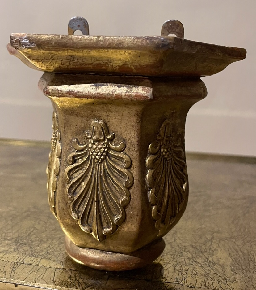 Miniature Gilded Wood Wall Console With Palmette Decor 