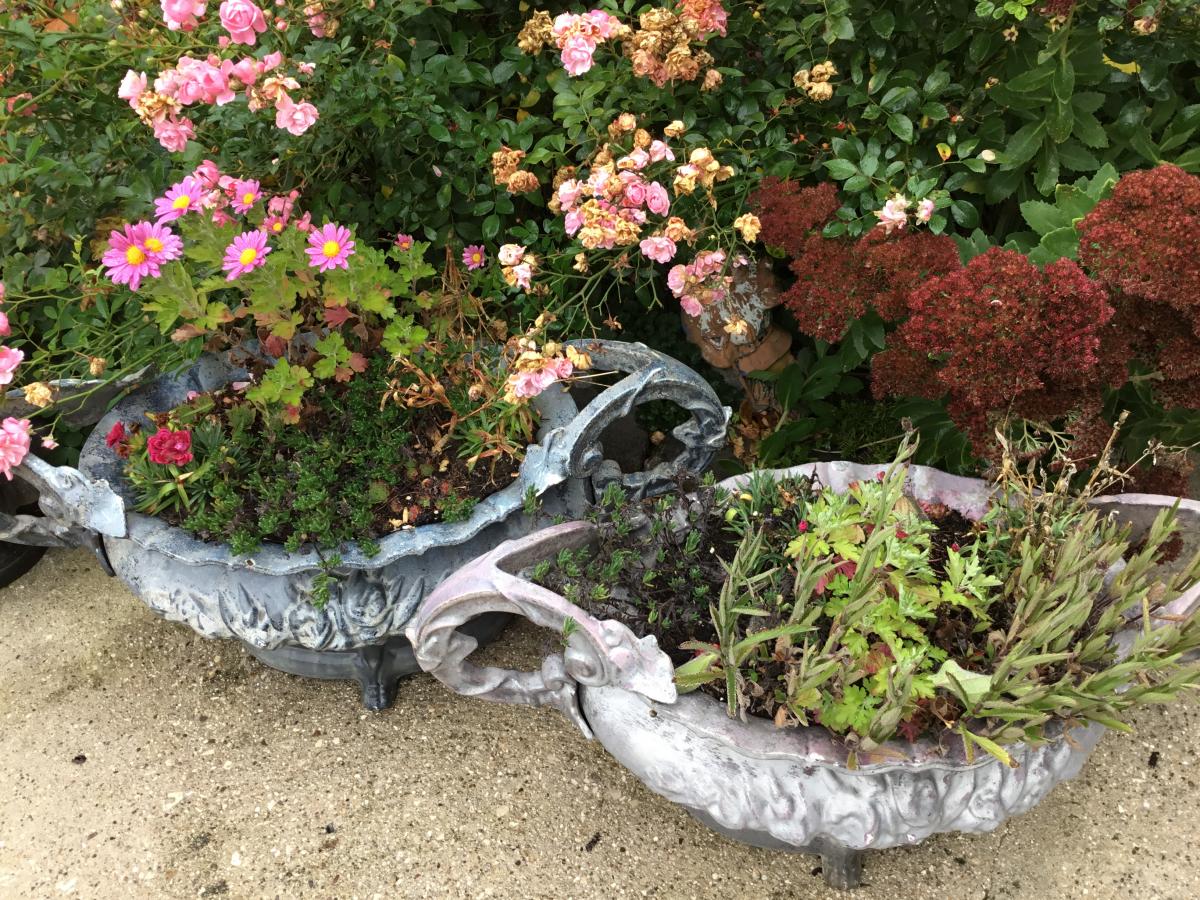 Large Pair Of Cast Iron Garden Basin (88 Cm), Nineteenth-photo-3