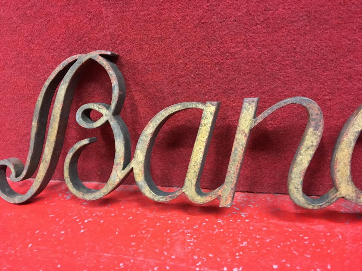 Antique Sign In Wrought Iron Gilded, Nineteenth-photo-2