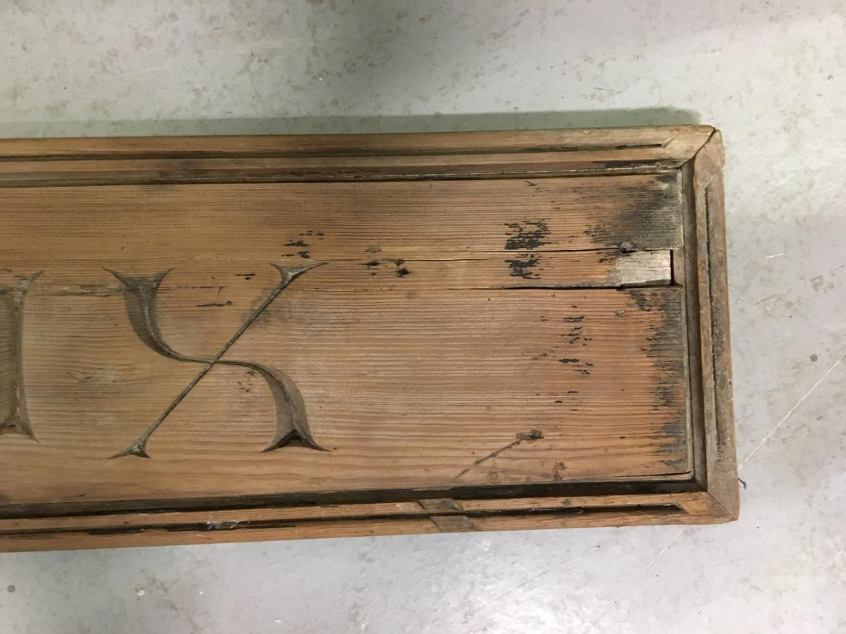 Large Sign Carved Wood Offices, 1900-photo-1