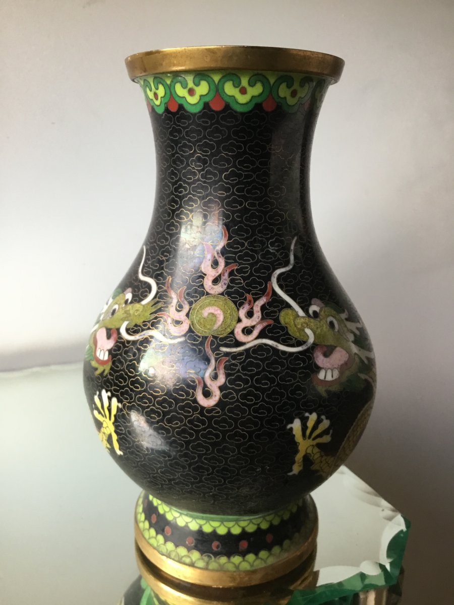 Vase Au Dragons Et à La Perle De Feu , Chine, XIXème
