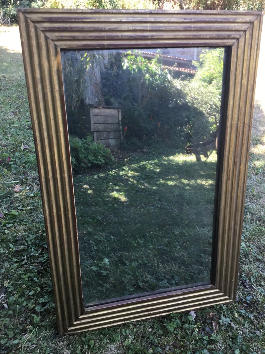 Louis XVI Mirror, In Golden Wood, Fluted, XVIIIth