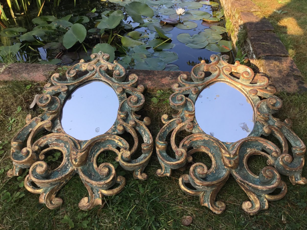 Pair Of Italian Rococo Style Mirrors-photo-3