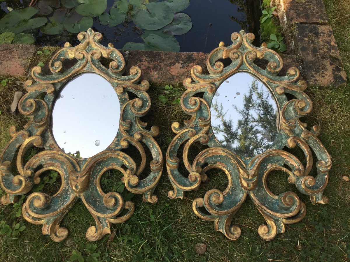 Pair Of Italian Rococo Style Mirrors-photo-5