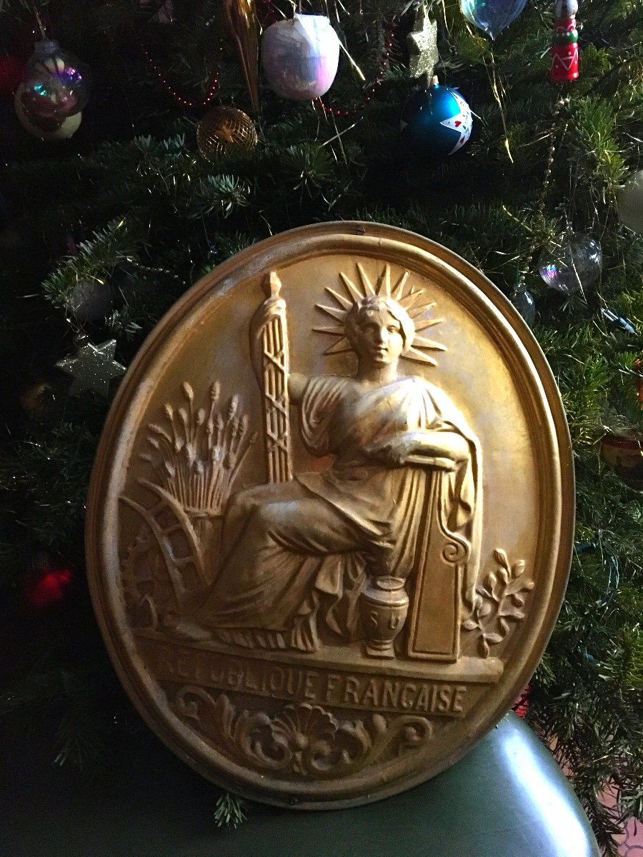 French Republic Hanging Sign In Golden Brass