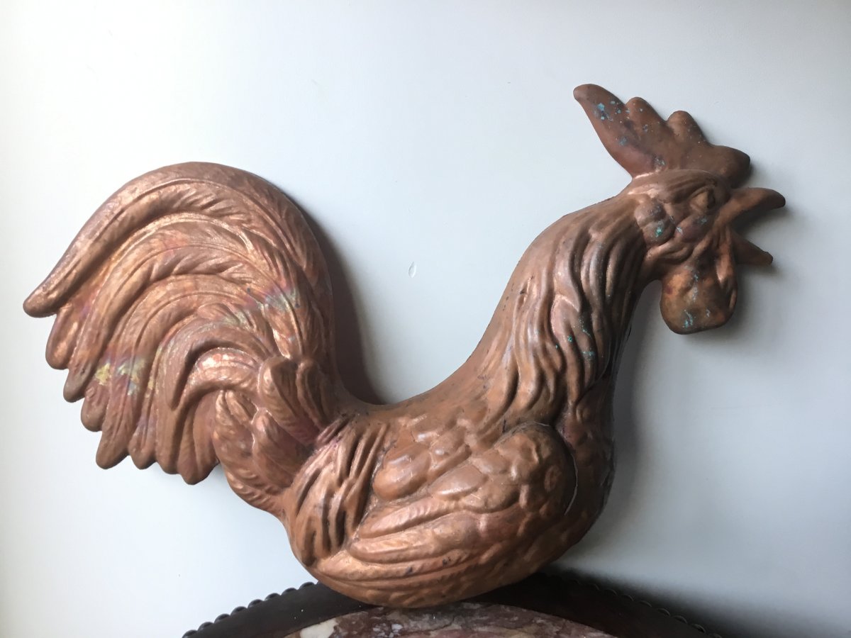 Folk Art, Decorative Copper Rooster-photo-3