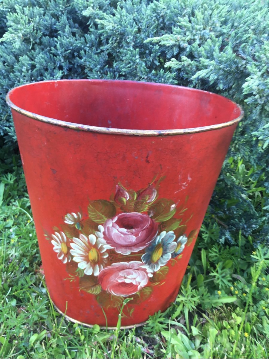 Painted Tin Wastebasket, Napoleon III-photo-4