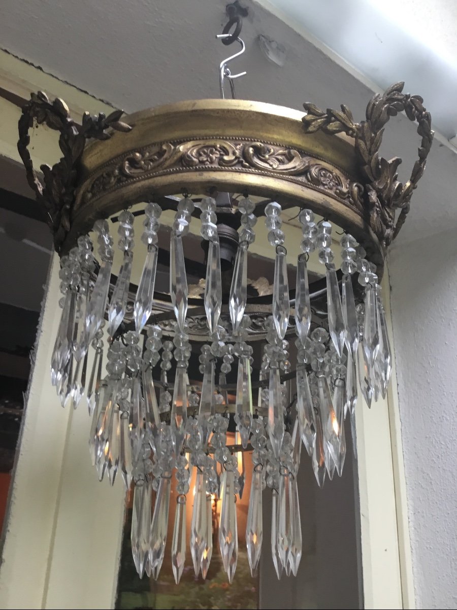 Ceiling Lamp With Three Rows Of Tassels And Golden Bronzes-photo-2