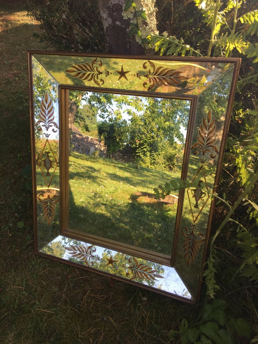 Miroir Verre Églomisé, Décor à L’antique -photo-2