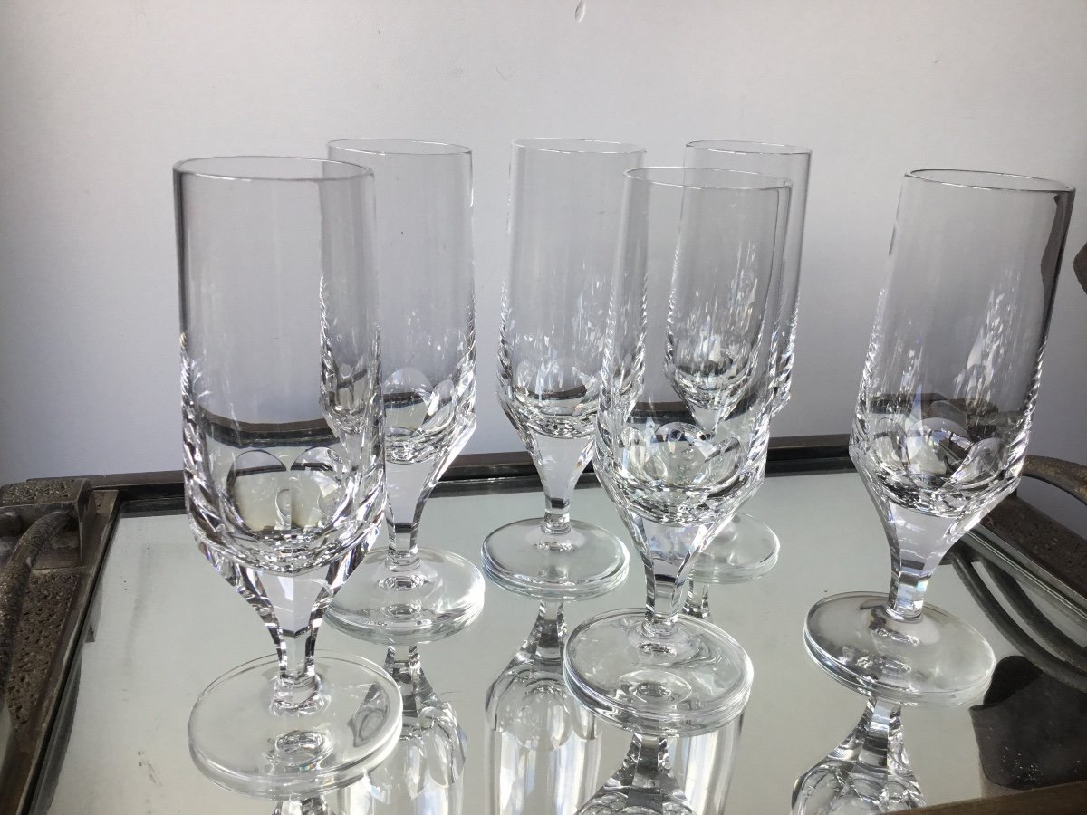 Suite De 6 Flutes En Cristal Art Déco ( Poss 12)-photo-4