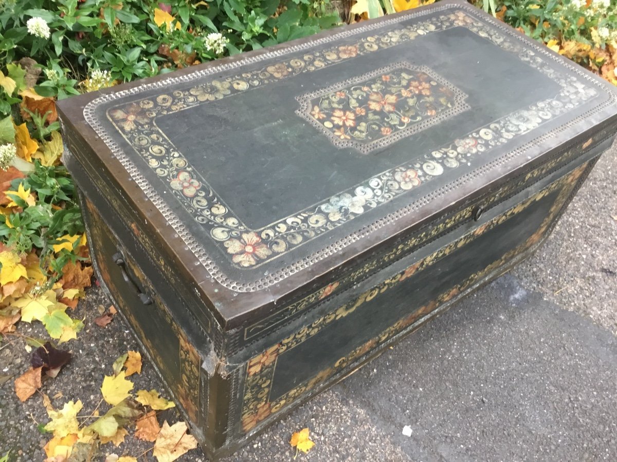 Painted Leather Chest, Camphor Tree, Philippines Colonial Spain, XVIIIth-photo-4