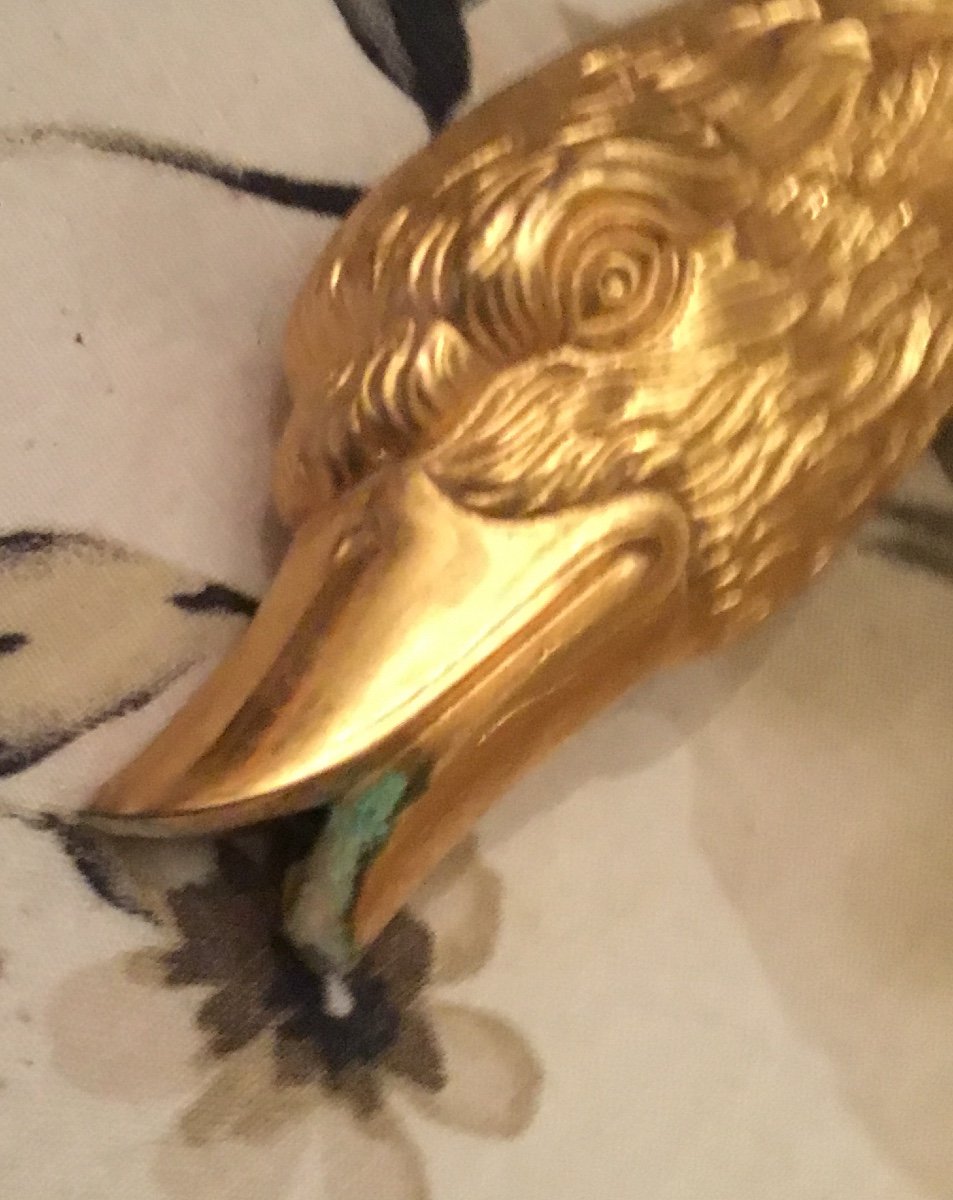 Important Swan Head Collar In Gilt Bronze For Bathtub (37 Cm)-photo-2