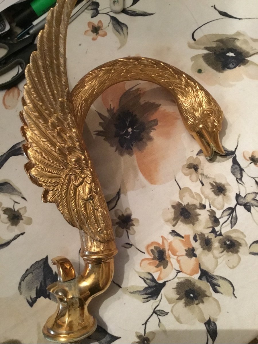 Important Swan Head Collar In Gilt Bronze For Bathtub (37 Cm)-photo-1