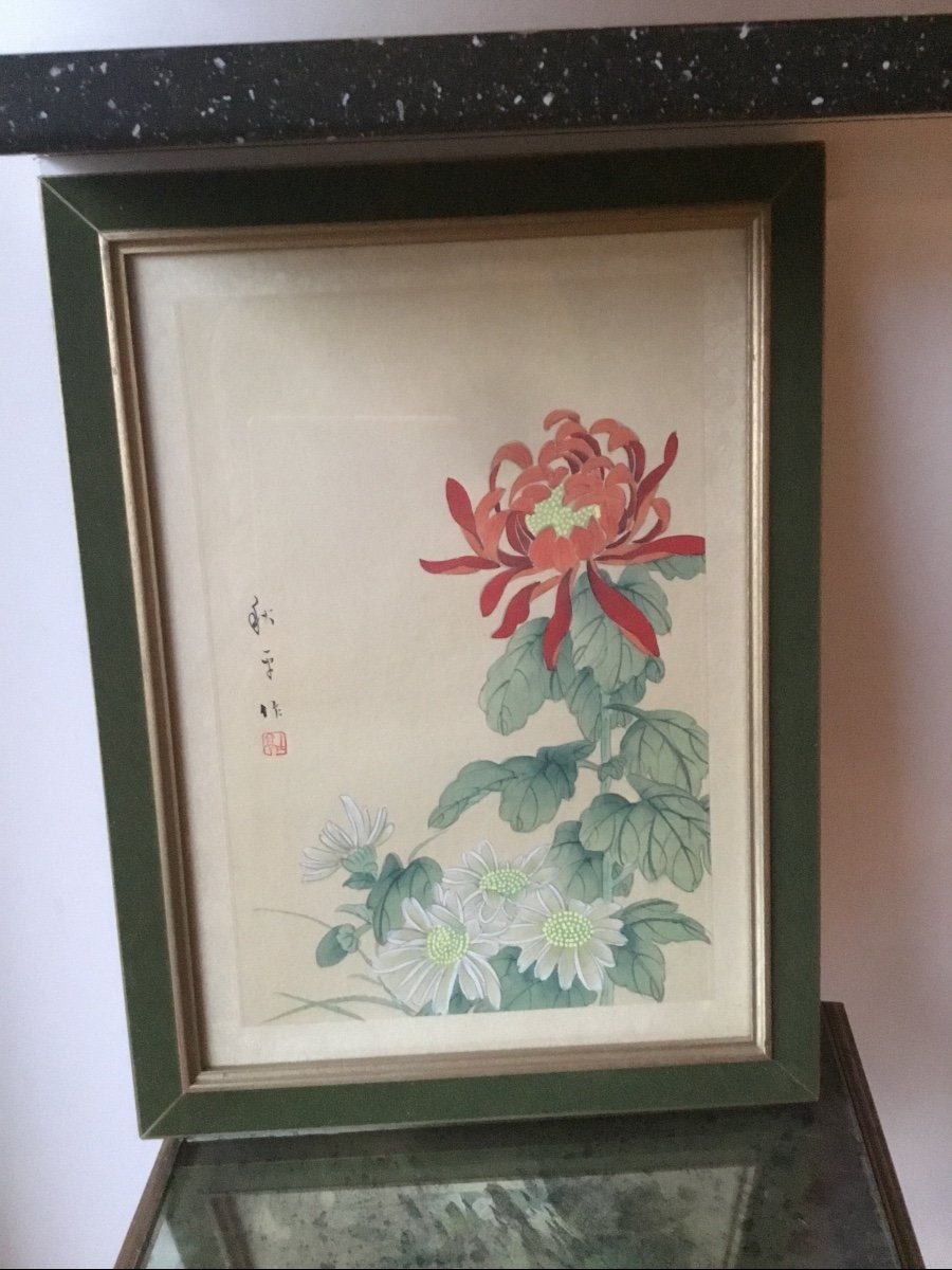 Gouache Decorated With Flowers And Insects, On Paper, Canton, China-photo-2