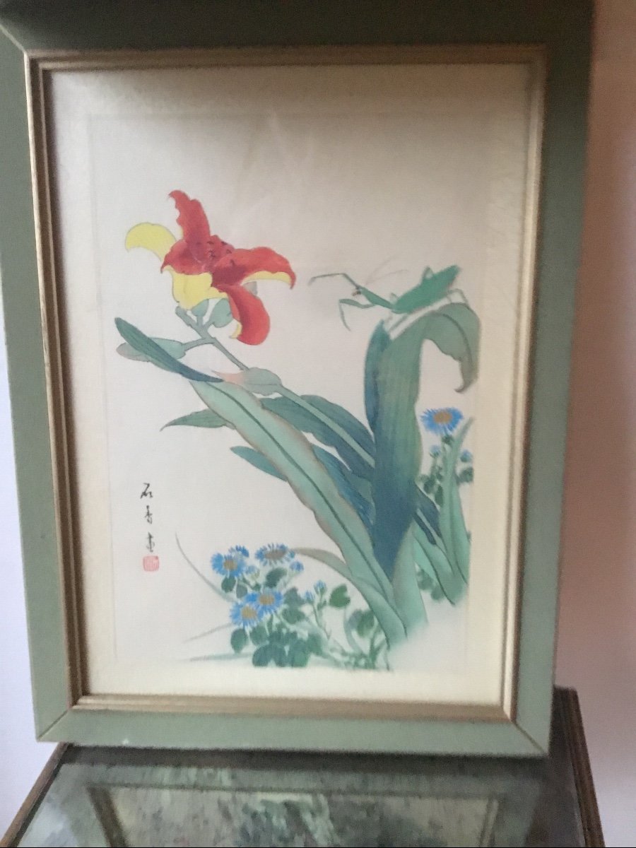 Gouache Decorated With Flowers And Insects, On Paper, Canton, China-photo-5