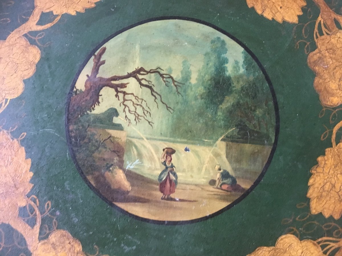 Painted Sheet Tray After Hubert Robert, Restoration Period-photo-2