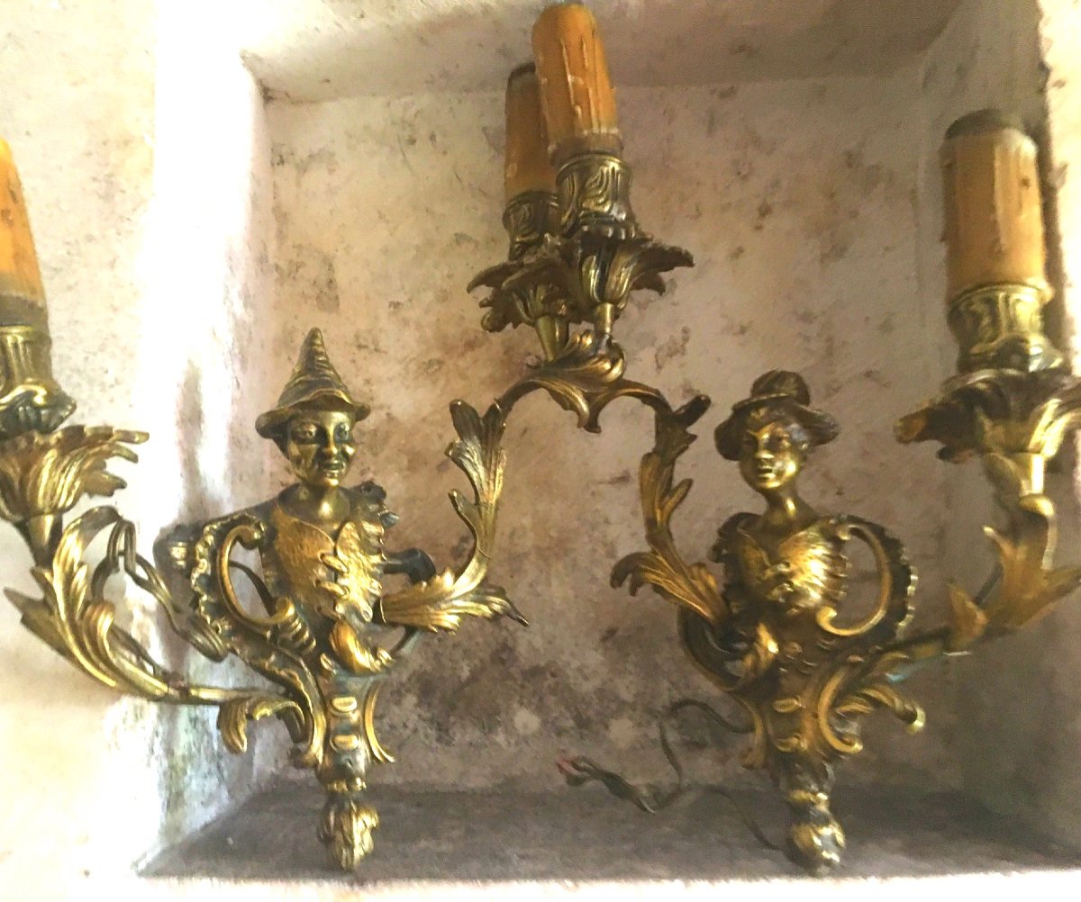 Pair Of Regency Style Gilt Bronze Chinese Sconces