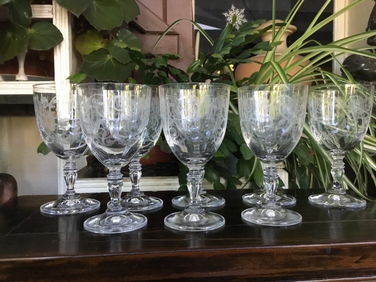 8 Crystal Glasses Engraved With Interlacing-photo-2